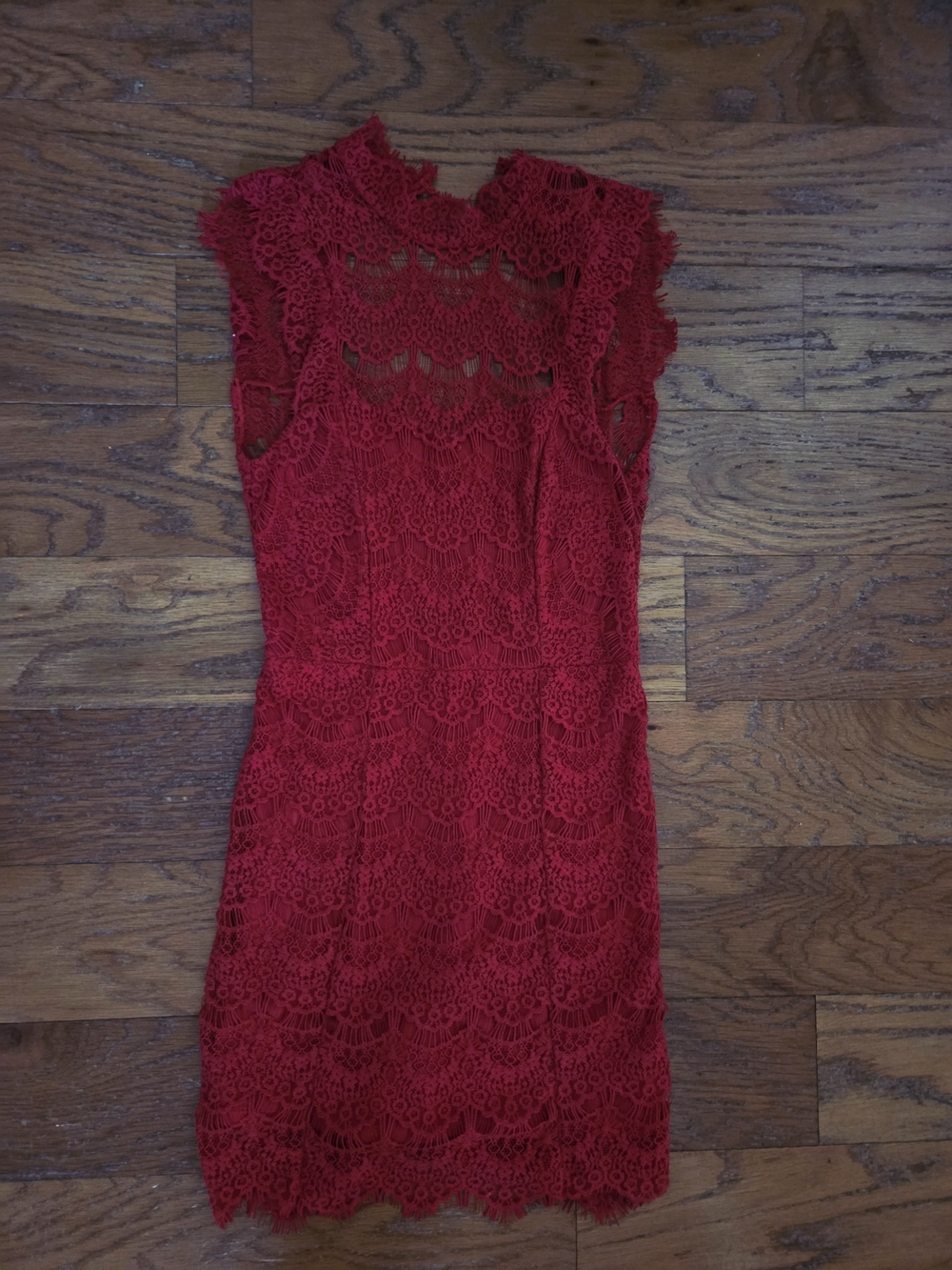 Free People Red Lace Sheath Dress - Classic Feminine Style, Open Back